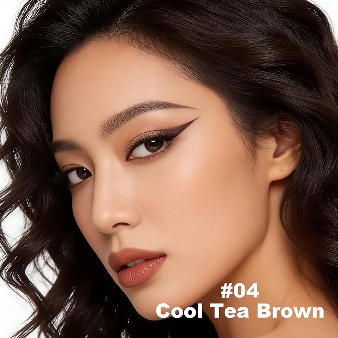 Ultra Fine Liquid Eyeliner Pen, Slim Precision Tip for Winged & Inner Corner Lines, Waterproof Smudge-Proof Quick-Drying, Long-Lasting All-Day Smooth Lightweight Cool Tea Brown Eyeliner（2pcs）