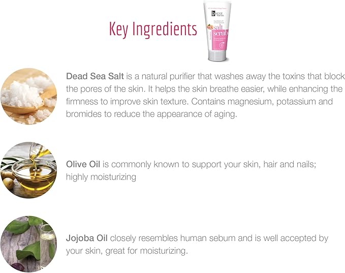 Bon Vital' BV Spa Exfoliating Salt Scrub Glows, Pink Grapefruit Body Scrub to Repair Dry Skin, Exfoliant Made with Dead Sea Salt, Jojoba, Olive, & Safflower Oil, Anniversary Gift for Women