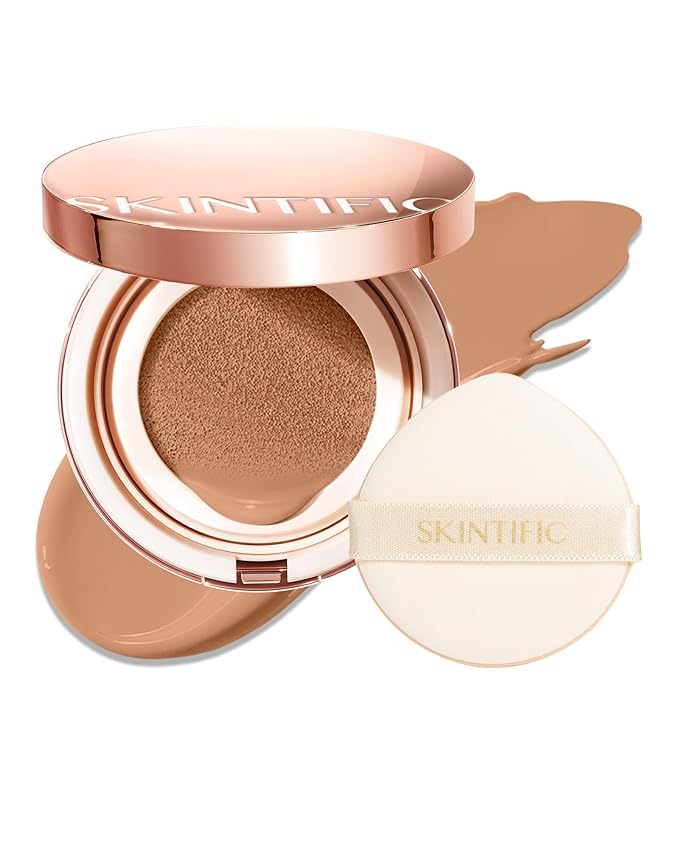 SKINTIFIC Full Coverage Cushion Foundation #2CN Cool Ivory| Satin Glow Finish, Oil-Control & Waterproof, Buildable Tattoo Cover Cushion for All Skin Types