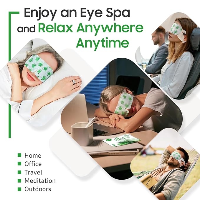 BeHoomi 20 Packs Steam Eye Mask, Heated Eye Mask Warm Compress for Eyes, Disposable Self Heating Steam Mask for Home, Sleep, Spa, Travel Essentials & Relaxation Gifts for Women (Lemongrass)