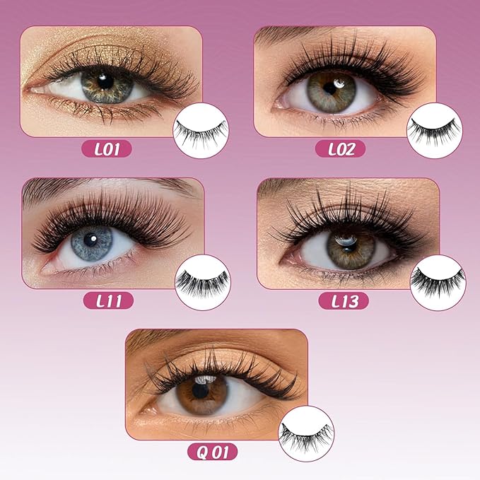 Magnetic Eyelashes,Magnetic Eyelashes with Applicator,No Glue Needed Soft Lashes Kit,Reusable False Lashes Natural Look(L11)