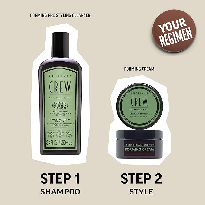 American Crew Men's Hair Forming Cream, Like Hair Gel with Medium Hold & Medium Shine, 3 oz