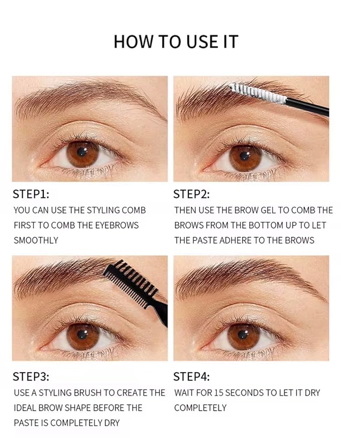 Laminating Brow Gel - Strong Hold Clear Eyebrow Gel for Fluffy Soap Brows, 16HR Long Lasting Brow Lift Look, No Flaking or White Cast