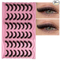Short Fluffy Lashes Cat Eye 21 Pairs Natural False Strips Lashes Pack Wispy 3D Faux Mink Eyelashes