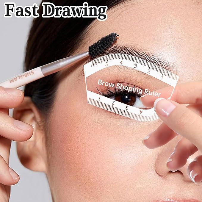 2Pcs Eyebrow Ruler and Mapping Tool, Arch Shaping Ruler with Measurement Scale for Microblading and Brow Design, Reuse Symmetrical Brow Shaping Kit for Women