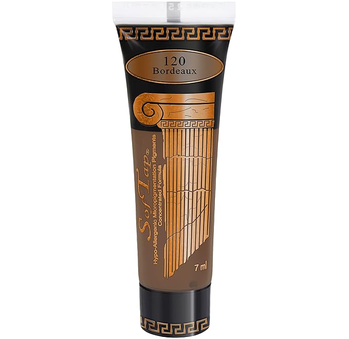 Microblading Ink for Eyebrows by SofTap® | Light to Medium Warm Brown PMU Pigment (Bordeaux) for Nano Brows, Machine & Hand Method | Carbon-Free Inorganic Permanent Makeup Ink