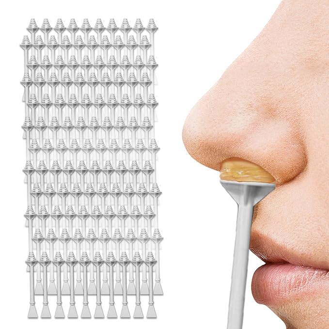120 Pcs Nose Wax Sticks, Universal Plastic Nose Hair Wax Removal Kit with Disposable Spatulas for Men Women Nose Ear Face Eyebrow Beard Hair Removal