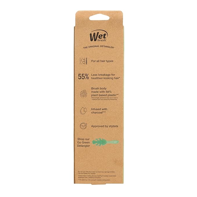 Wet Brush Go Green Charcoal Infused Detangling Hair Brush - Pain-Free Ultra-Soft Detangler Bristles Glide Through Tangles with Ease - Protects Against Split Ends