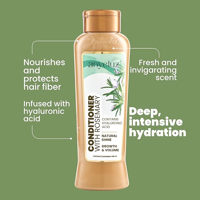 ANYELUZ Hair Conditioner with Rosemary and Hyaluronic Acid – Strengthens, Shines, and Smooths, Ideal for All Hair Types, Enhances Manageability.