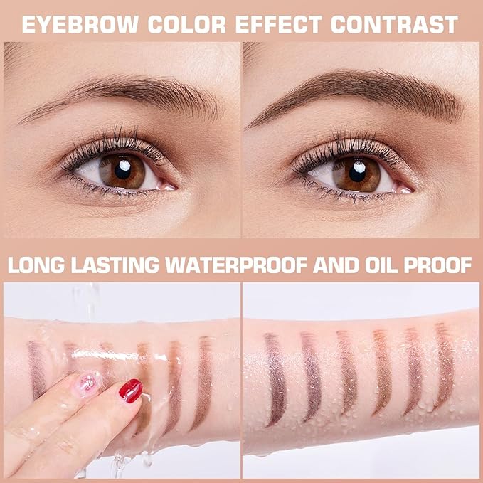 Eyebrow Gel - Peel Off Eyebrow Tint With Eyebrow Stencils, Long-lasting Brow Gel for Strong Hold & Natural Finish, Waterproof Eyebrow Makeup for Fuller & Defined Looking Brows (Dark Brown)