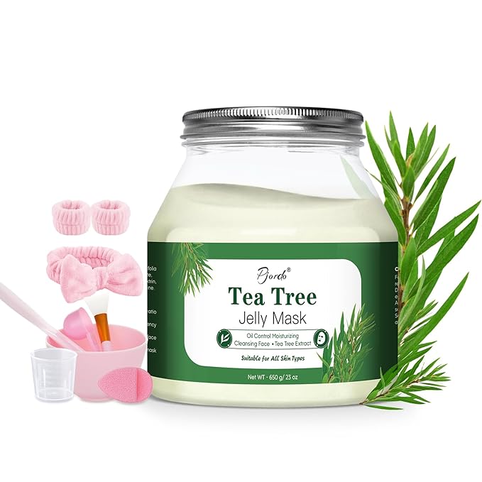 Pjordo Powder Jelly Mask for Facials Professional, Peel Off Facial Mask for Hydrating & Moisturizing, Hydrojelly Mask for Women Men Skin Care, Home DIY Spa Use for All Skin with Tea Tree