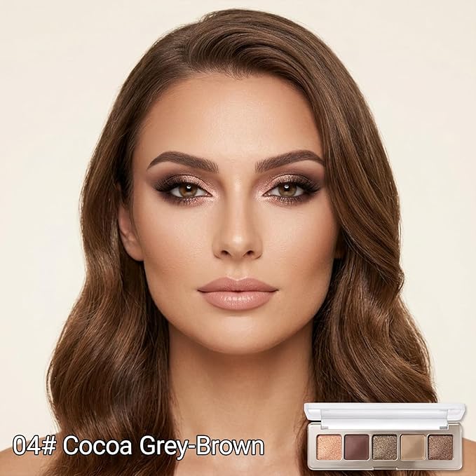 Erinde Olive Taupe Smoky Bronze Champagne Gold Eyeshadow Palette, Matte & Shimmer Nude Neutral Eye Shadow Palettes Blendable Long-Lasting Eye & Contour Makeup Palette for Blue, Green Brown Eyes, 04