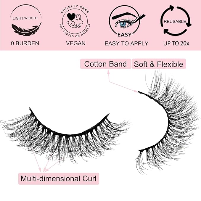 APCYUST Lashes Mink Bulk 30 Pair Wholesale Lashes 5D Fluffy Eyelashes Wholesale Faux Mink Eyelashes Natural Medium Length Fake Lash with Portable Pack (Semi-Full 30 Pairs)