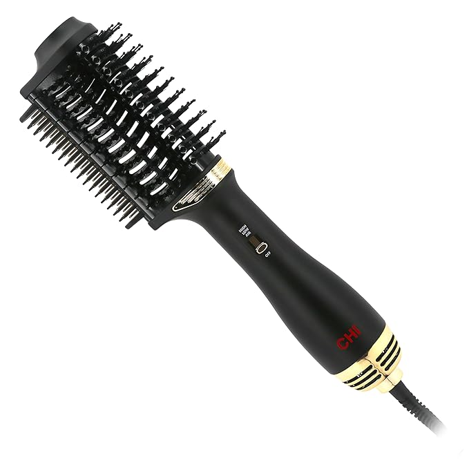CHI Volume Styler, Blowout Brush for Amplified Volume, Heated Comb to Smoothen & Straighten Hair, 2-in-1 Hair Tool, Measures 4" D x 4" W x 14" H, Black