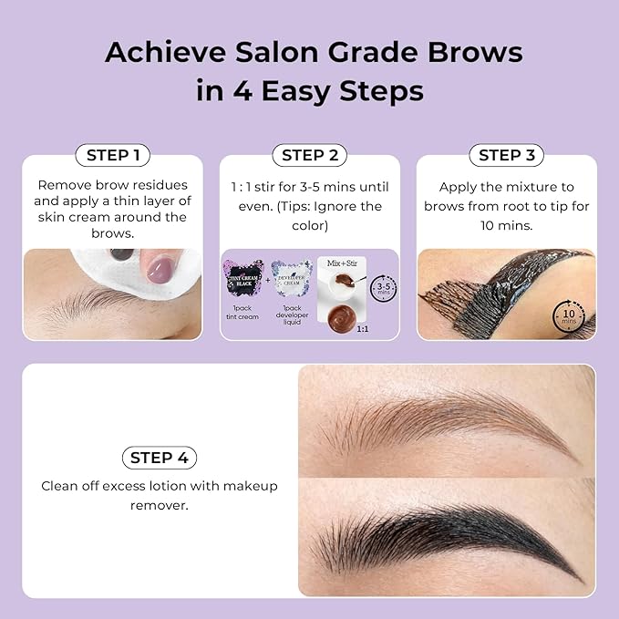 PERMANIA Lash & Brow Color Kit, Natural Black Lasts up to 4 Weeks Temporary Eyelash & Eyebrow Color