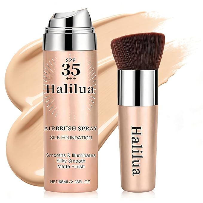 Airbrush Makeup Foundation,SPF 35 Full Coverage Foundation for Mature Skin, Older Women and Middle-aged，Lightweight & Moisturizing, Buildable Coverage Skin Tone Correcting,Radiance Skin (3# Nude)