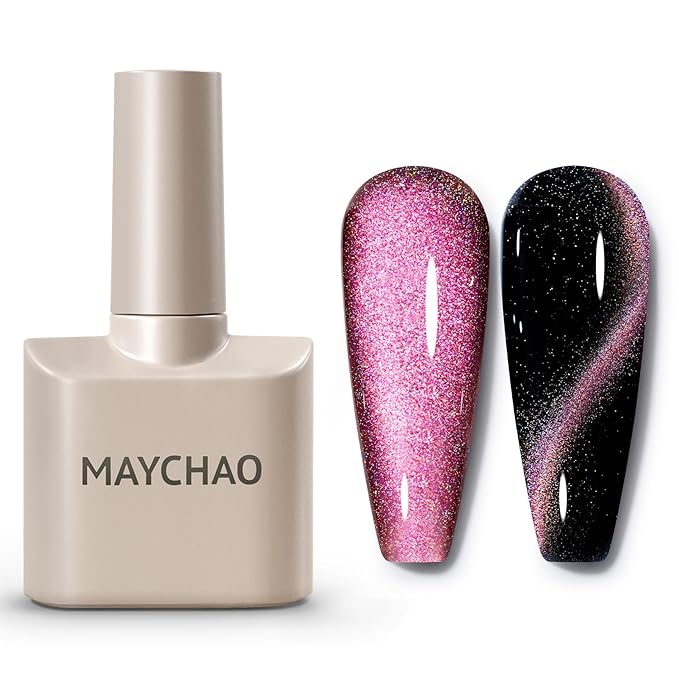 MAYCHAO 15ML Cat Eye Gel Nail Polish 1Pc Rainbow Princess Gel Polish with Magnet Soak off Holographic Magnetic Nail Polish for Nail Art Manicure Salon DIY at Home, 0.5 OZ