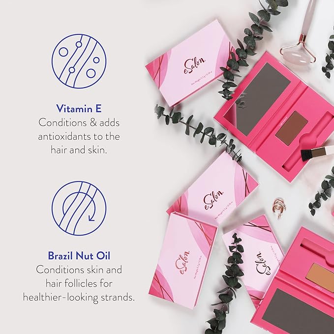 eSalon Root Touch Up + Brow Powder, Conceal & Cover (Copper) - Hairline Powder for Women - Scalp Concealer & Filler for Thinning & Gray Hair Coverage - Creates Thicker & Fuller-Looking Hair