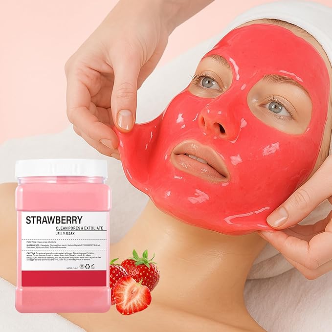 Hydro Jelly Masks for Women Home Spa,Hydrating & Moisturizing Peel-Off Rubber Gel Face Mask Skin Care,Professional Jelly Mask for All Skin Types 23 Fl Oz（Strawberry）