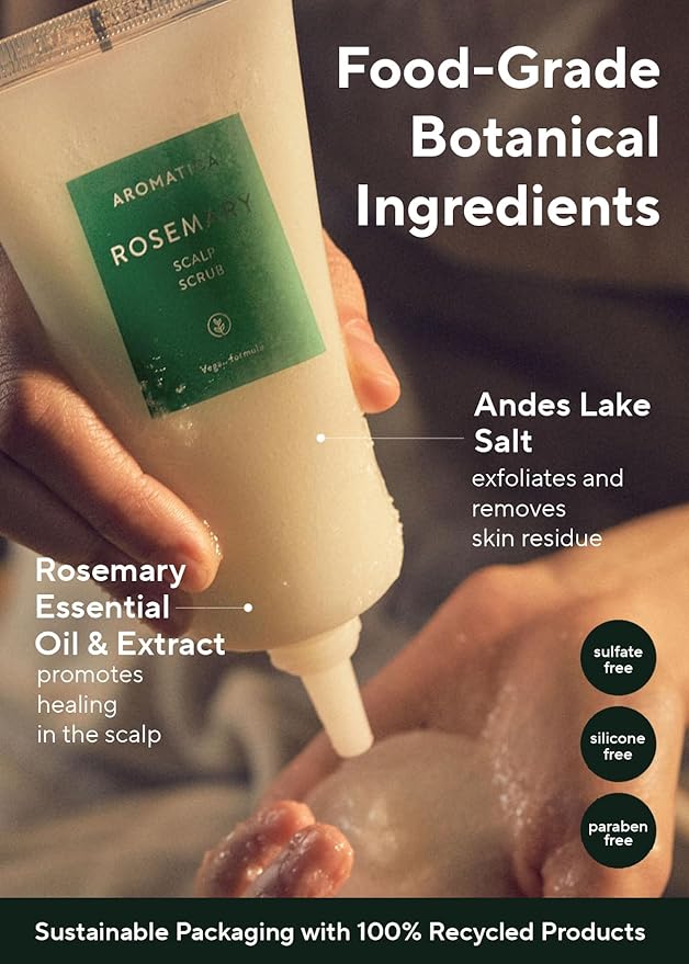 AROMATICA Rosemary Scalp Scrub 5.82oz / 165g, Scalp Treatment, Scalp Exfoliator with Salt Hair Scrub for Oily Scalp, Dandruff, Build Up Remover