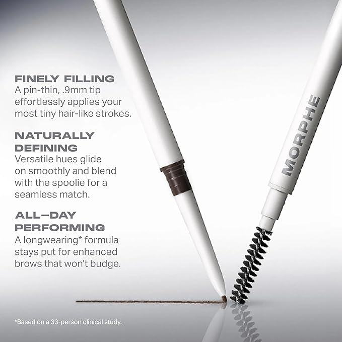 Morphe Nano Brow Pencil - Ultrafine Eyebrow Pencil for Hairlike Strokes - Precision Eye Makeup with Spoolie Brush for Natural Definition and Long-Lasting Wear - Chocolate Mousse (0.001 oz)
