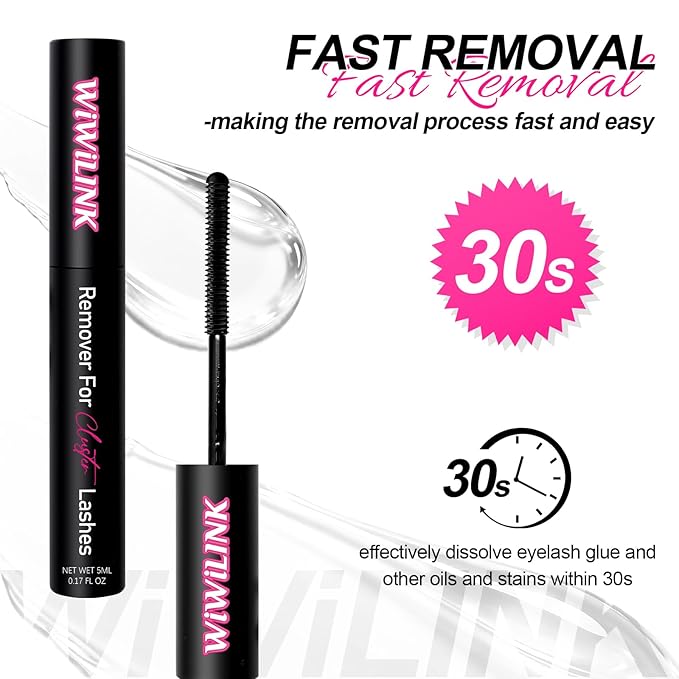 Lash Glue Remover for Lash Extensions Eyelash Extension Remover 5 ML Gentle Eyelash Glue Remover DIY Lash Clusters Remover Mascara Wand Cluster Lashes Removal Gentle Eye Cleanser