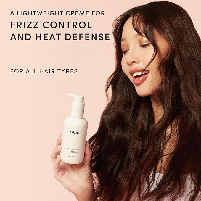 OUAI Anti Frizz Cream - Moisturizing Hair Cream with Frizz Control & Heat Protection - Provides Lasting Hydration with Jackfruit & Beetroot Extract - Paraben, Phthalate & Sulfate Free (6 oz)