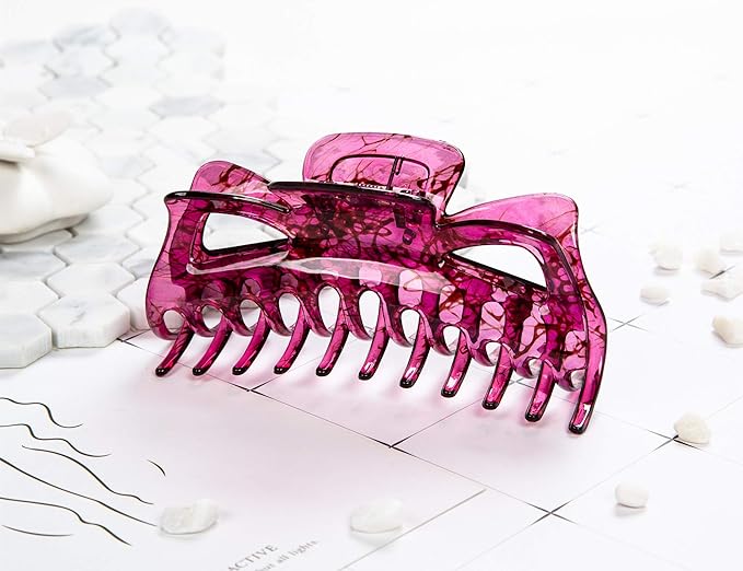Thick Hair Super Large Clips Crystal Plastic Claw Clamps Hairgrips Clips Accessories for Women, 2 pack. (F)