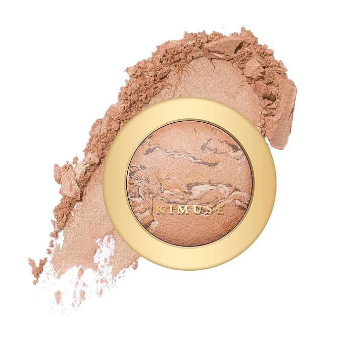 KIMUSE Baked Foundation, Brighten Color Correcting Powder Foundation, Lighting Glow Baked Foundation for Mature Skin, Buildable Coverage, Radiant Natural Finish