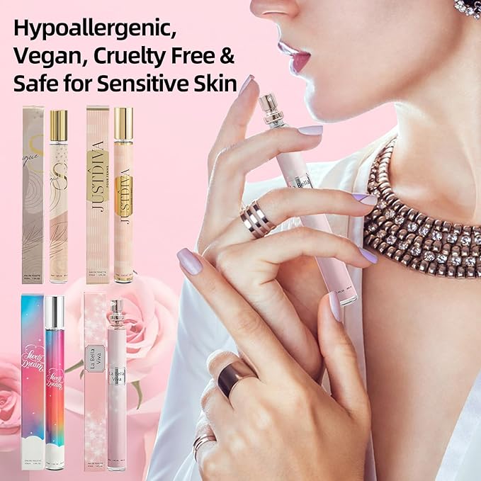 CLOTHES OF SKIN 4 Pack Perfumes for Women (4x35ml),Mothers Day Gifts for Mom,Wife,Gifts for Women,Teen Girls,Travel Size Perfume,Natural Fragrances Eau de Toilette Long Lasting Perfume Body Spray