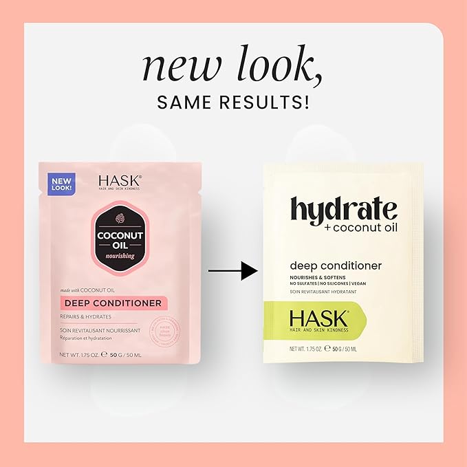 HASK COCONUT Nourishing Deep Conditioner Treatments for all hair types, color safe, gluten-free, sulfate-free, paraben-free - Pack of 6
