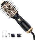 Travel Blow Dryer Brush, 4-in-1 Auto Dual Voltage (120-240V) Hot Air Brush, 2 Inch Mini Hair Dryer Brush & Styler for Voluminous Smooth Hair, Lightweight with EU/UK Plug for Home & Salon(Gold)