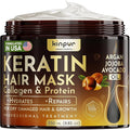 KINPUR ORGANIC COSMETICS Keratin Hair Mask for Dry & Damaged Hair – Deep Conditioning Hair Treatment with Coconut, Jojoba & Avocado Oils, Collagen & Protein – Hydrating Hair Mask, Color-Safe