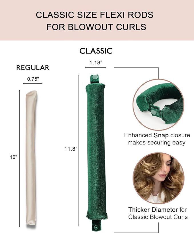 Classic Velvet Heatless Hair Curler Curling Rod Set - Soft Jumbo Large Flexi Rods Hair Rollers Curlers to Sleep In for Women, No Heat Heatless Curls Overnight Rods for Long Hair Volume Look