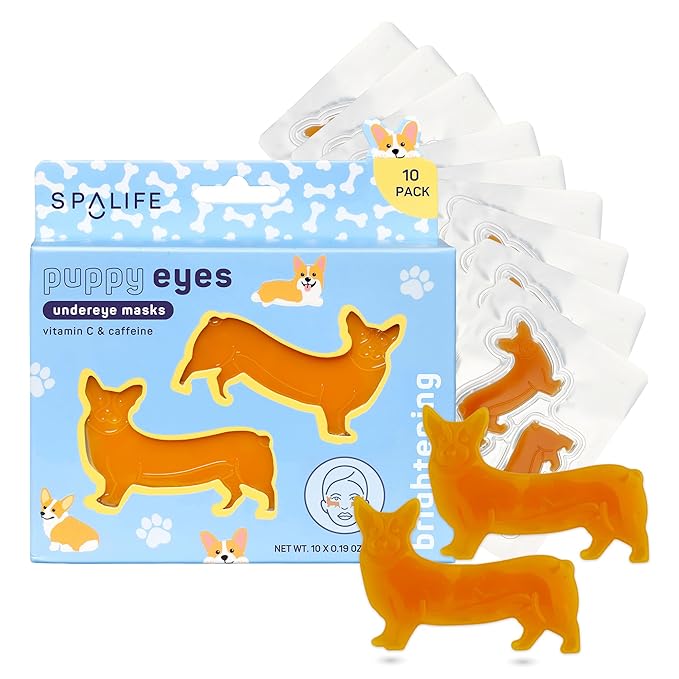 SpaLife Puppy Eyes Corgi Under Eye Patches for Dark Circles | Puppy Under Eye Patches for Puffy Eyes | Radiance Undereye Masks for Bags and Shadows | Pack of 10 Pairs (10 Undereye Treatments)
