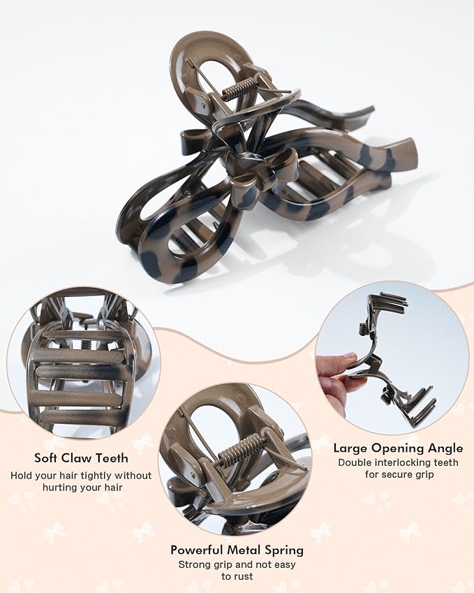 4 PCS Bow Hair Clips for Women Bow Claw Clip 5" Extra Large Hair Claw Clips for Thick and Long Hair Cute Bows Big Clip Mother’s Day Gift for Mom