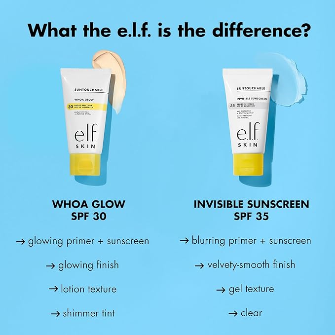 e.l.f. SKIN Suntouchable Invisible SPF 35 Sunscreen, Lightweight Gel for Under Makeup, Daily Face Sunscreen for Women, Vegan & Cruelty-Free