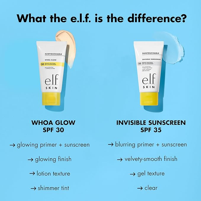 e.l.f. SKIN Suntouchable Invisible SPF 35 Sunscreen Mini, Lightweight Gel for Under Makeup, Daily Face Sunscreen for Women, Vegan & Cruelty-Free