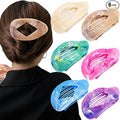 Atoden Marble Flat Round Hair Clips Duckbill Large Claw Clips for Thick Medium Thin Hair 6Pcs Non Slip Oval French Barrettes Accessories for Women Girls