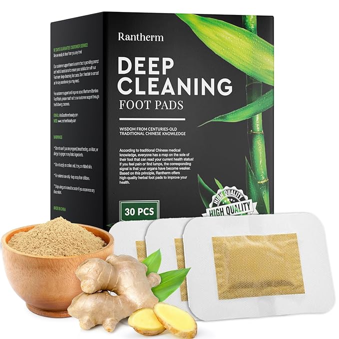 Deep Cleansing Foot Pads: Bamboo Wood Ginger Foot Patches for Promoting Daily Relaxation and Sleeping 30 Packs