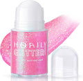 HOSAILY Roll-on Holographic Pink Body Glitter Gel for Face Hair, Chameleon Color Changing Glitter Gel Under Light, Chunky Mermaid Sequins Festival Party Rave Accessories Shimmer Halloween Makeup