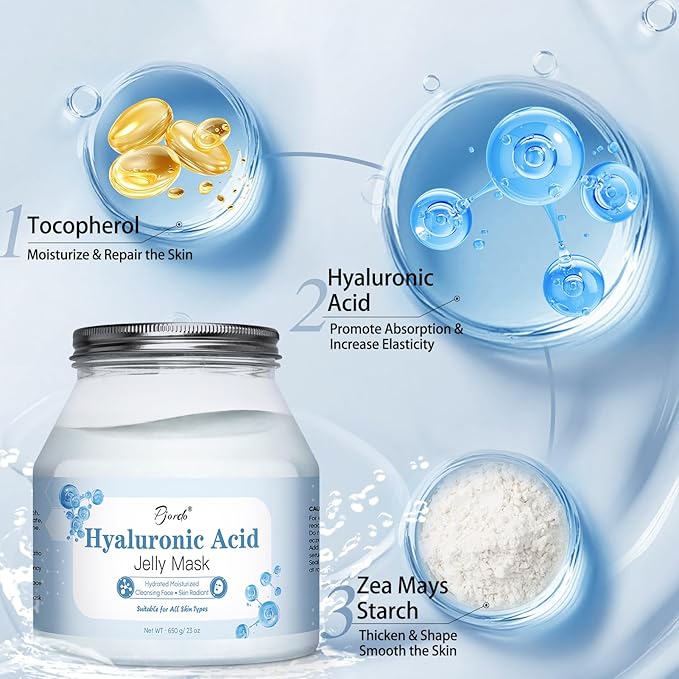 Pjordo Jelly Masks Set for Facials Professional, Hyaluronic Acid Jelly Mask Powder with Mixing Bowl Set, Peel Off Hydrojelly Mask for Moisturizing & Deep Hydration, Spa Use for All Skin