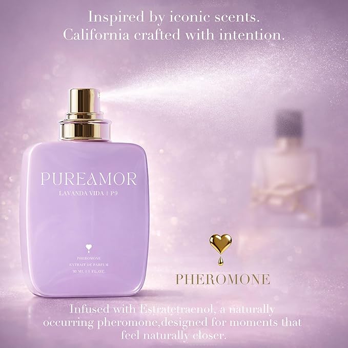 PUREAMOR Pheromone Perfume for Women, Lavanda Vida Extrait de Parfum - Long Lasting Bold Floral Lavender Scent, 30% High Concentration, Full Size Fragrance Spray, 1.0 oz / 30 ml