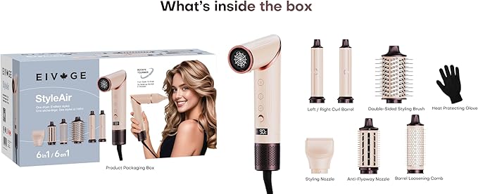 Hair Dryer Brush Blow Dryer, Hair Tools for Styling, Brush Hair Dryer, Air Curler Multi Styler Hair Tool, Plasma IONs Technology Hair Dryer Styler (6-in-1)