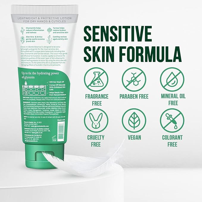 Gloves In A Bottle Shielding Lotion - Great for Dry Itchy Skin! Grease-less and Fragrance Free! Second Skin for Hands & Body (3.4 Fl Oz (Pack of 2), Regular &Botanical)