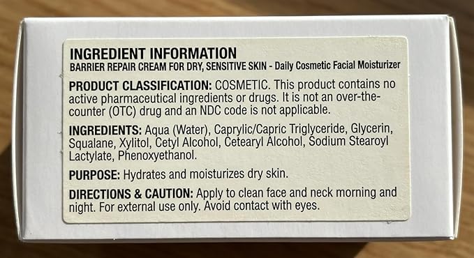 Barrier Repair Cream for Dry, Normal, or Sentitive Skin, Strengthens Barrier, Fast-Absorbing Hydration, Suitable for Dry, Seborrheic, Normal & Sensitive Skin - Dermatitis Gentle Ingredients