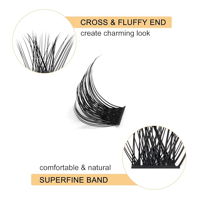 QUEWEL Lash Clusters 72 Pcs Cluster Lashes Wide Stem Eyelash Clusters C/D Curl 8-16mm DIY Eyelash Extensions Mega Style for Self Easy To Use at Home (Mega-D-12)