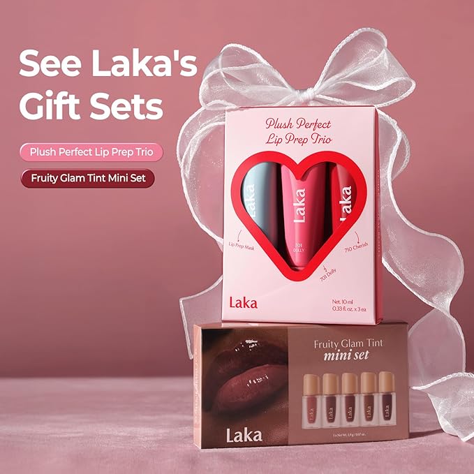 Laka Plush Perfect Lip Prep Trio, 10ml/0.33 fl.oz*3ea, Lip Gift Sets for Women, Vivid Color Lip care, Jelly tip for Hygienic Application, Moisture Plumping Conditioner, K-Beauty