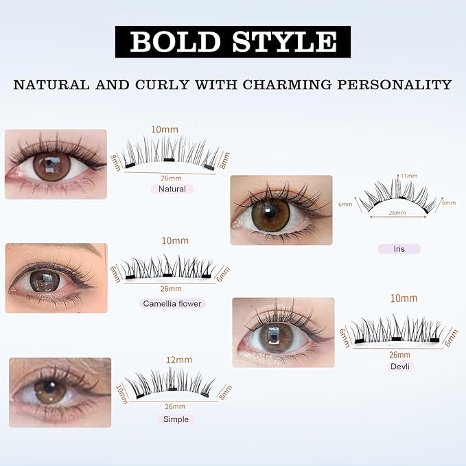 Meylora Magnetic Lashes,2026 New Magnetic Eyelashes with Applicator Natural Look,No Glue Needed Reusable Eyelashes Kit for Women(06+07)