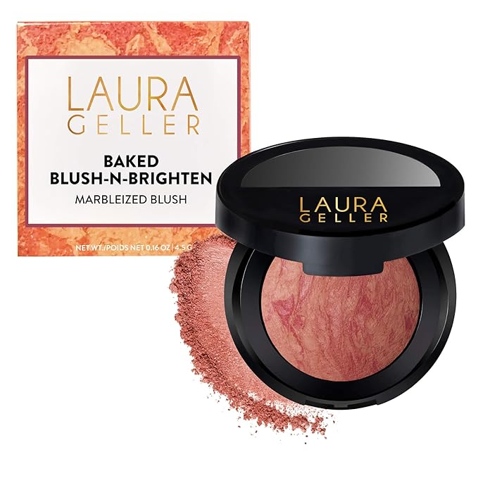 LAURA GELLER NEW YORK Baked Blush-n-Brighten for Mature Skin - 11 Tropical Peach- Powder Blush Won't Settle into Fine Lines - Buildable Natural Finish – Longlasting Formula - Made in Italy